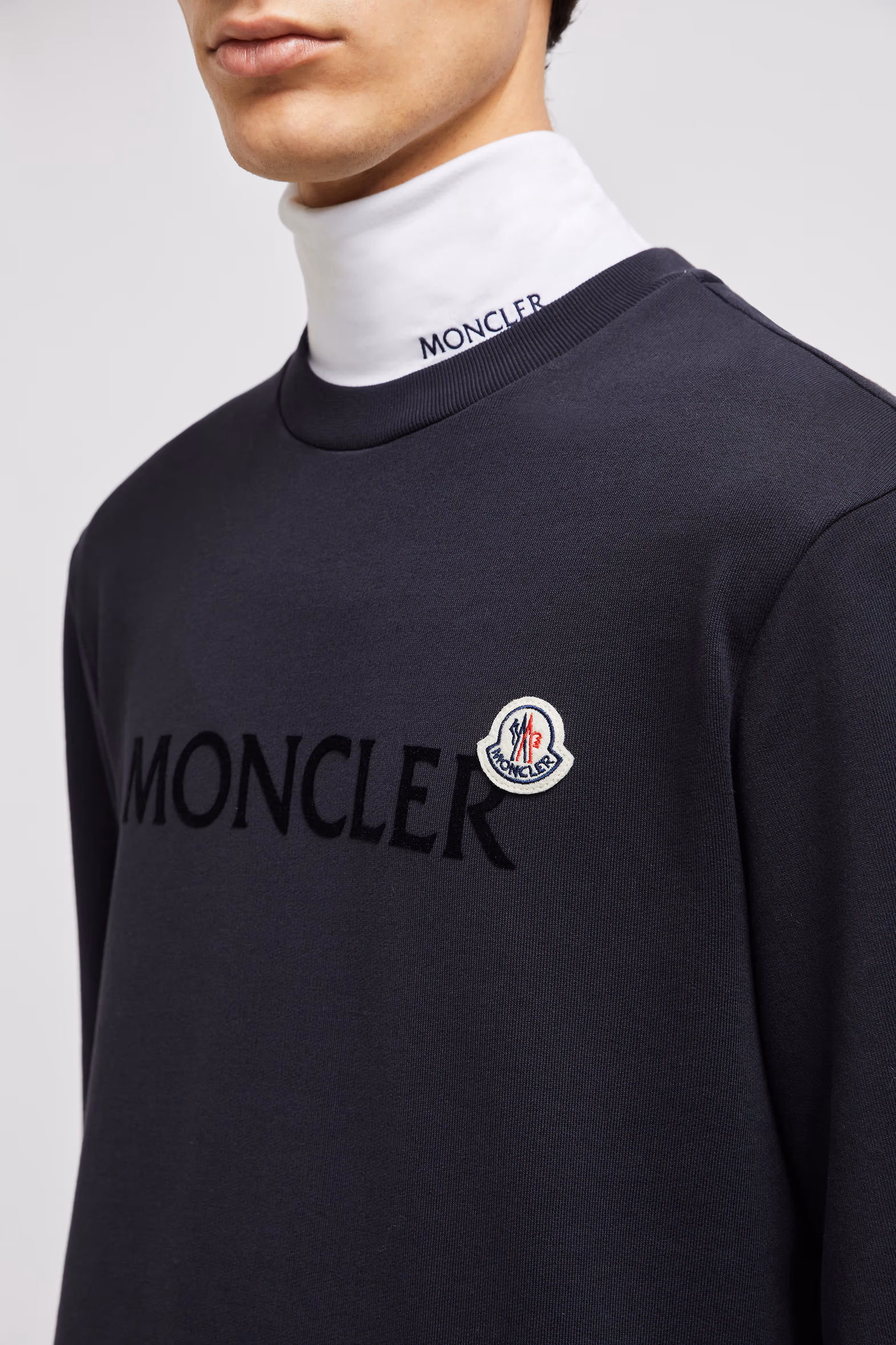 Sweat en coton avec logo Hommes Bleu Nuit Moncler 6